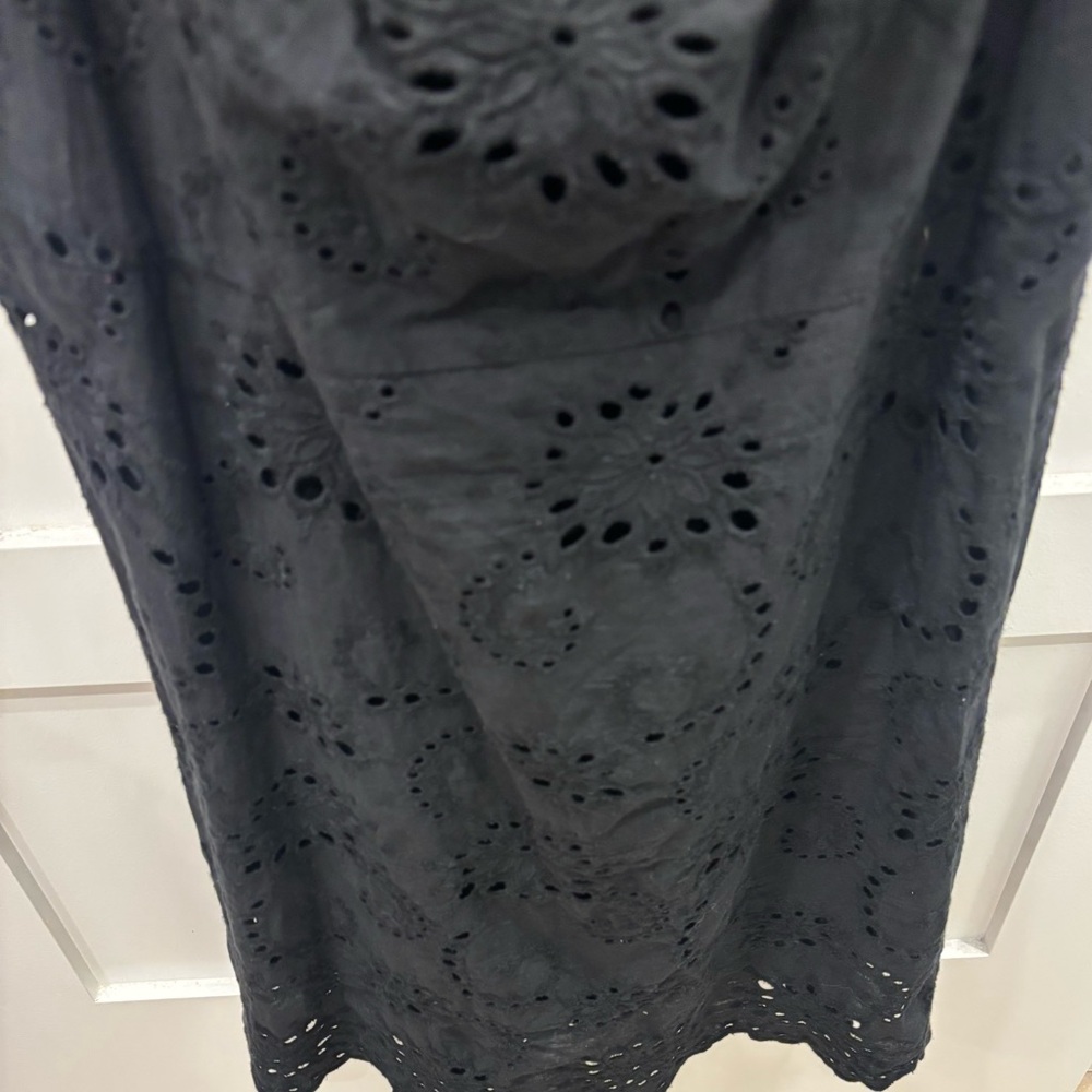 Avec Les Filles Anthropologie Black Eyelet Peasant Dress Size Large - Picture 10 of 10